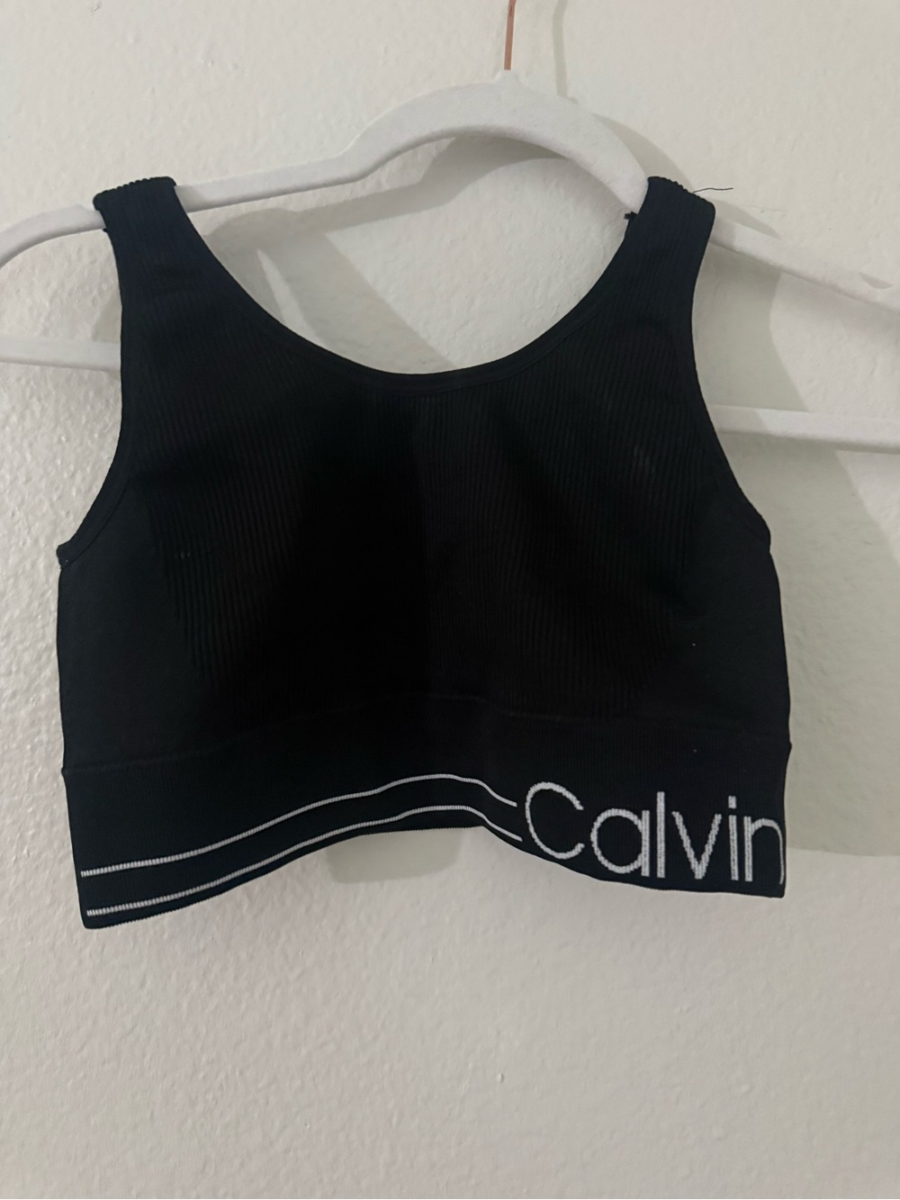 Calvin Klein Black Ribbed Sports Bra Crop Top